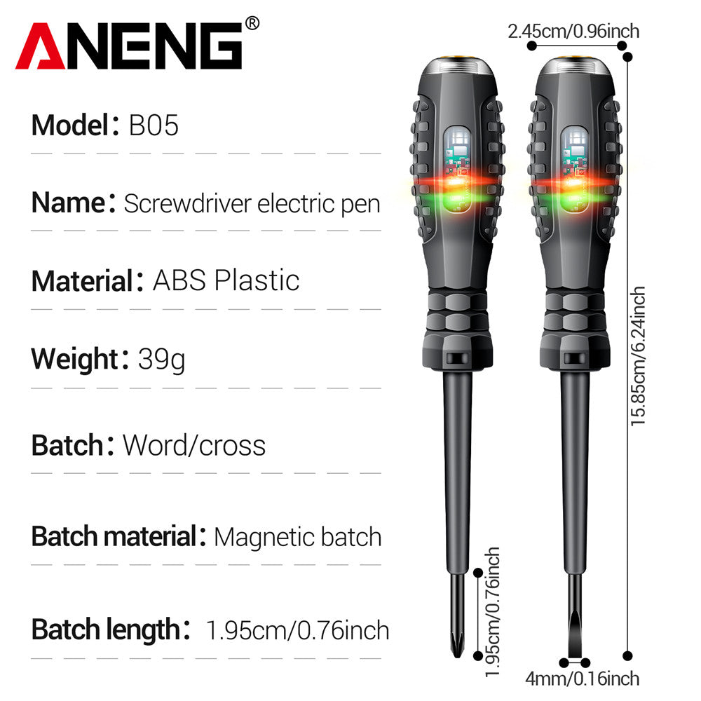 Insulated Electrician Highlight Pocket Tester Pen Neon Bulb Screwdriver With Voltage Indicator  Mag 6