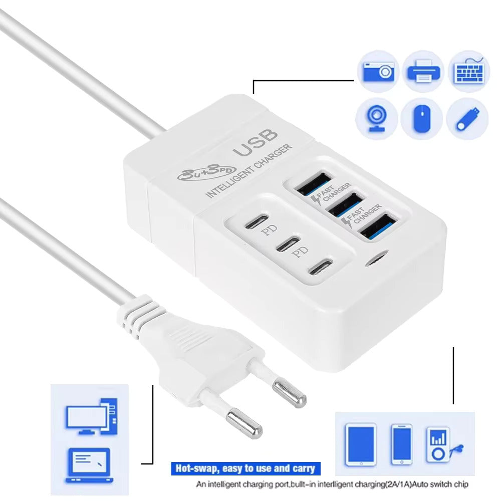 MultiPort USB Wall Charger Fast Charging with Type C  Quick Charge 30 for iPhone 15 Samsung Xi