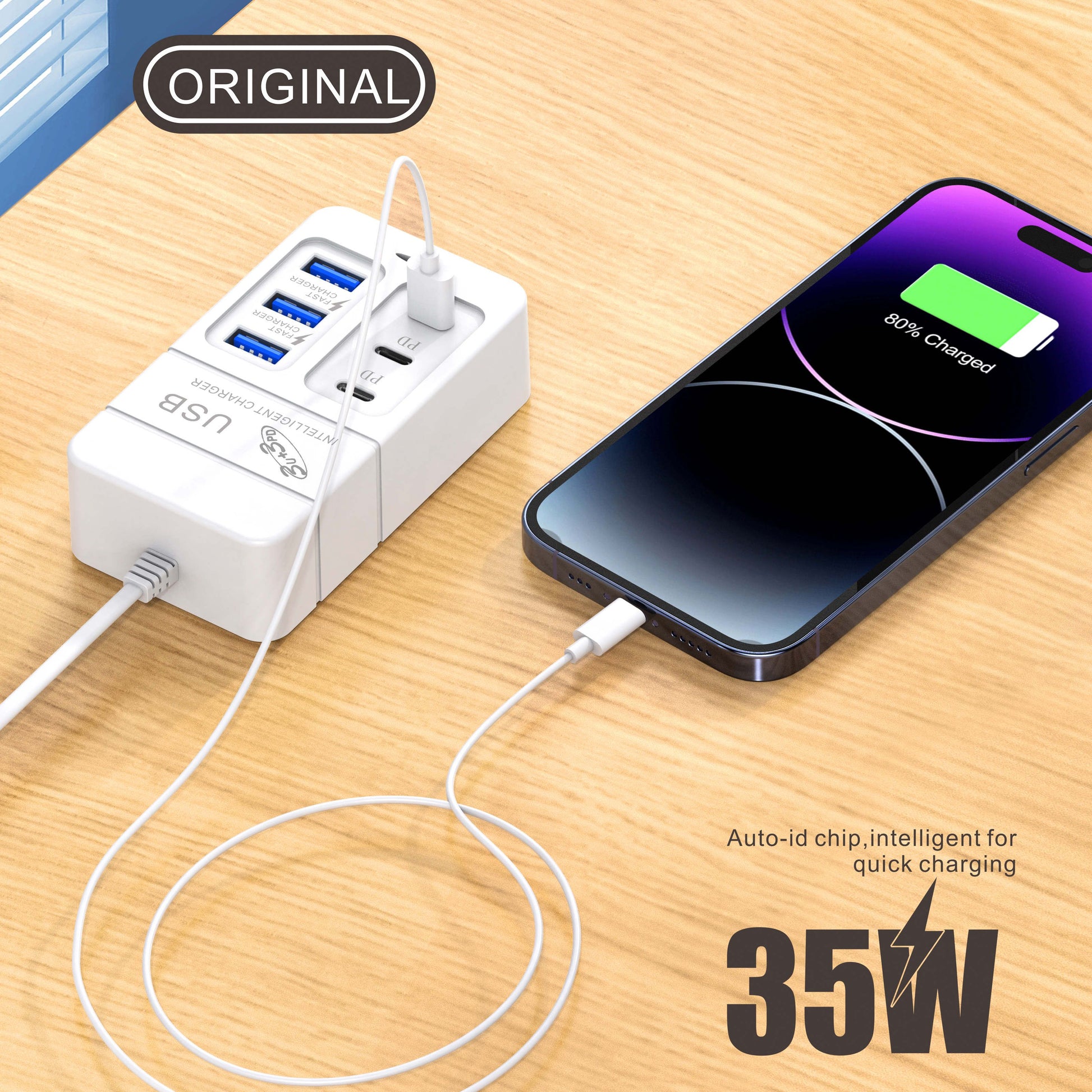 MultiPort USB Wall Charger Fast Charging with Type C  Quick Charge 30 for iPhone 15 Samsung Xi