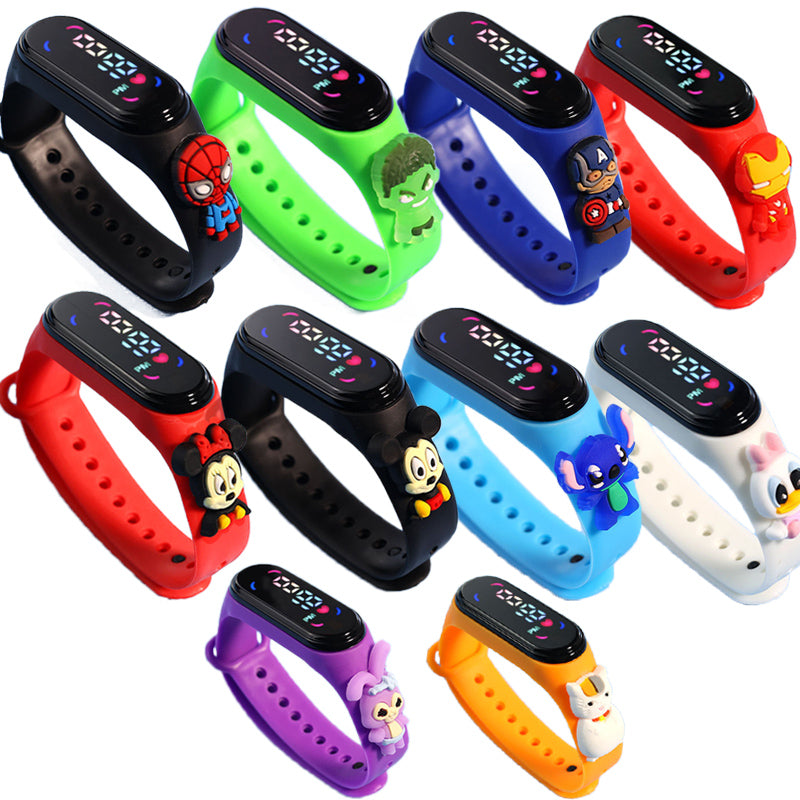 Electronic Bracelet Sports Watch For Girls LED Touch Waterproof Kids Watch With Mickey  Spiderman S 1