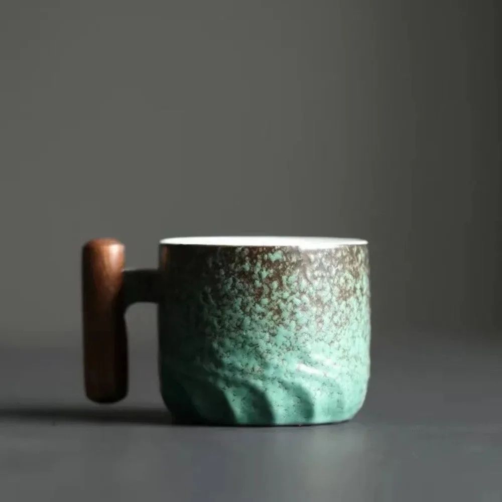 80ml Handmade Ceramic Retro Coffee Cup With Wooden Handle Office Water Cup  Filter Tea Mug Ideal Bi 1