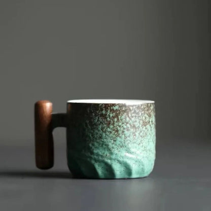 80ml Handmade Ceramic Retro Coffee Cup With Wooden Handle Office Water Cup  Filter Tea Mug Ideal Bi 1
