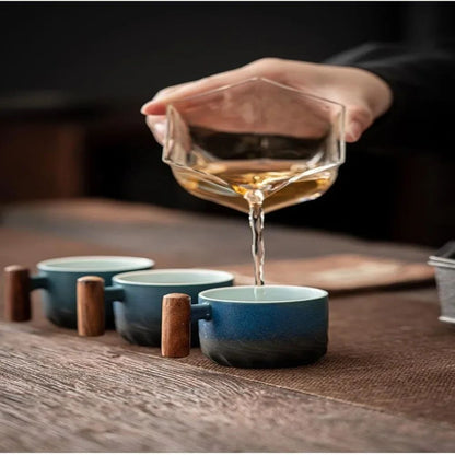 80ml Handmade Ceramic Retro Coffee Cup With Wooden Handle Office Water Cup  Filter Tea Mug Ideal Bi 4