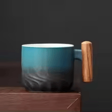 80ml Handmade Ceramic Retro Coffee Cup With Wooden Handle Office Water Cup  Filter Tea Mug Ideal Bi 3
