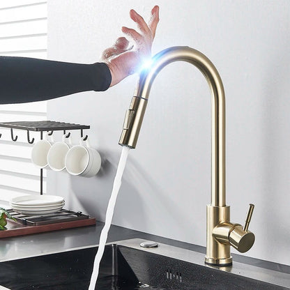 Touch Sensor Black Kitchen Mixer Tap PullOut Sprayer Faucet With Sensitive Touch Control 6