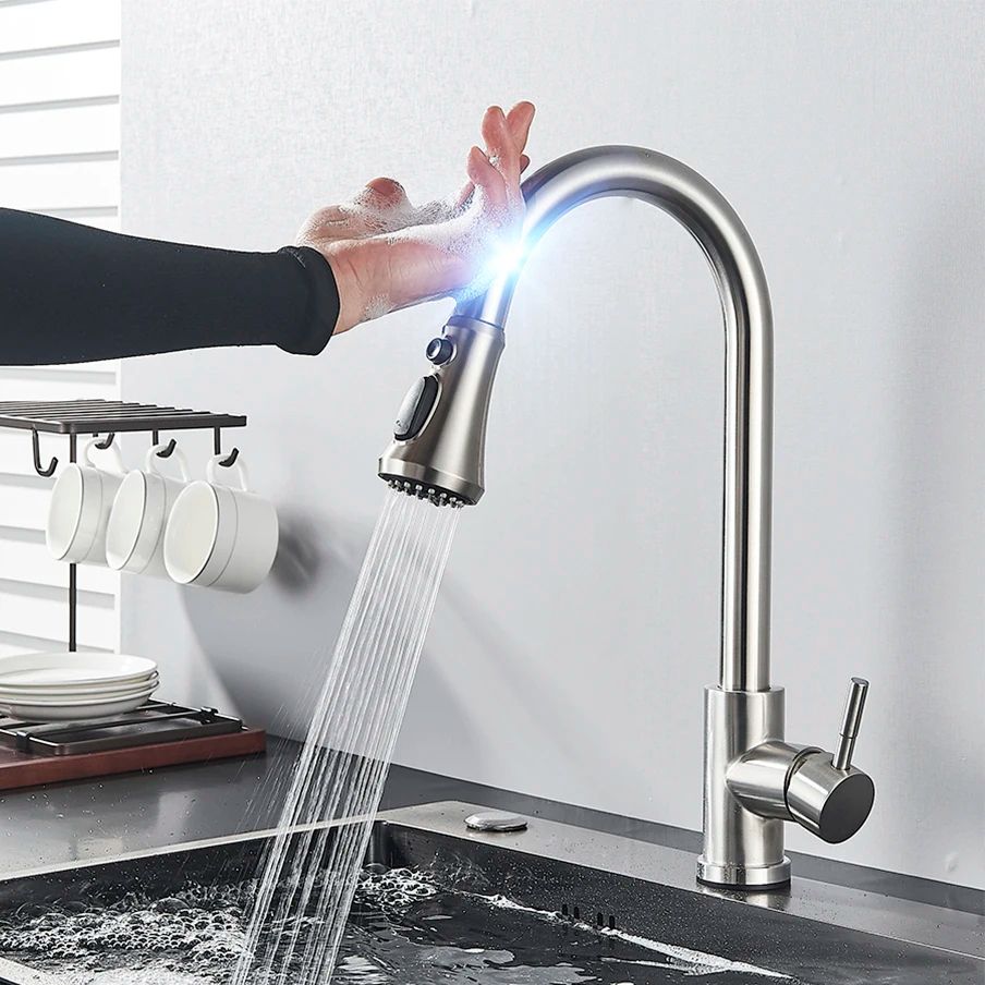 Touch Sensor Black Kitchen Mixer Tap PullOut Sprayer Faucet With Sensitive Touch Control 7
