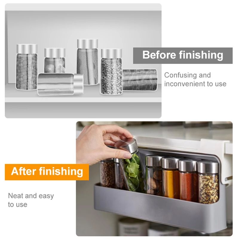 SelfAdhesive WallMounted Spice Rack For Kitchen Storage UnderShelf Organizer 2