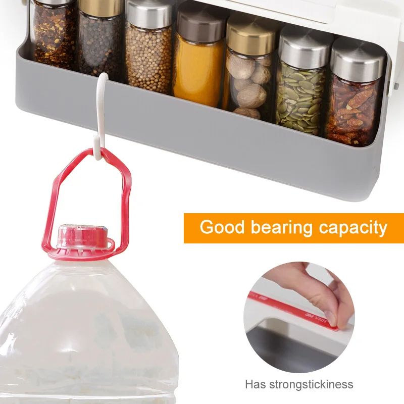 SelfAdhesive WallMounted Spice Rack For Kitchen Storage UnderShelf Organizer 5
