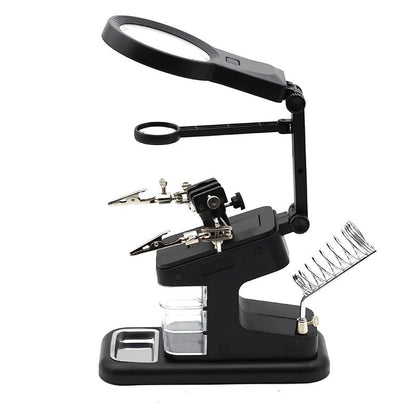 LED Magnifying Glass For Soldering Loupe With Auxiliary Clip  Iron Stand Holder Station For Efficie 1