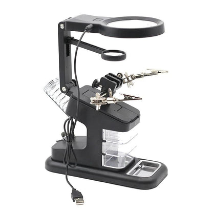 LED Magnifying Glass For Soldering Loupe With Auxiliary Clip  Iron Stand Holder Station For Efficie 8