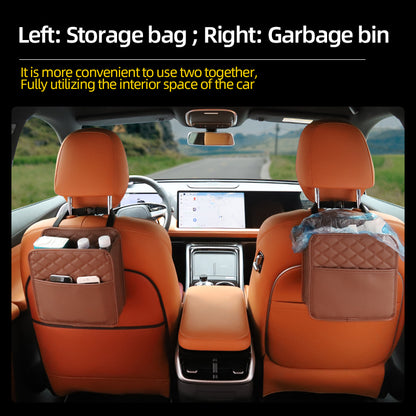 Multifunctional car seat storage bag Leather storage bag Garbage bag Storage bag Suitable for most c