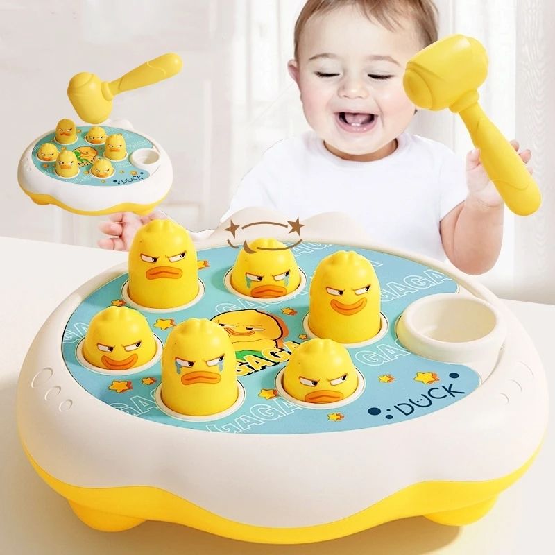 Montessori Baby Learning Toy, Duck Frog Pig Educational Puzzle Toy with Hammer for Toddlers 12-24 Months