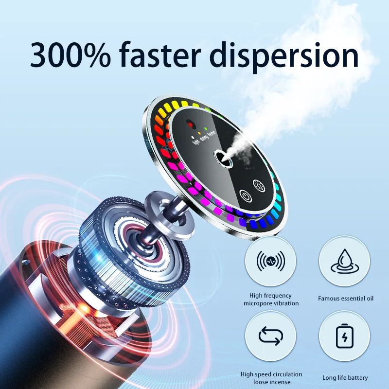 Car Mounted Perfume Aromatherapy Diffuser With Automatic Spray Odor Removal Aluminum Alloy LED Star 2