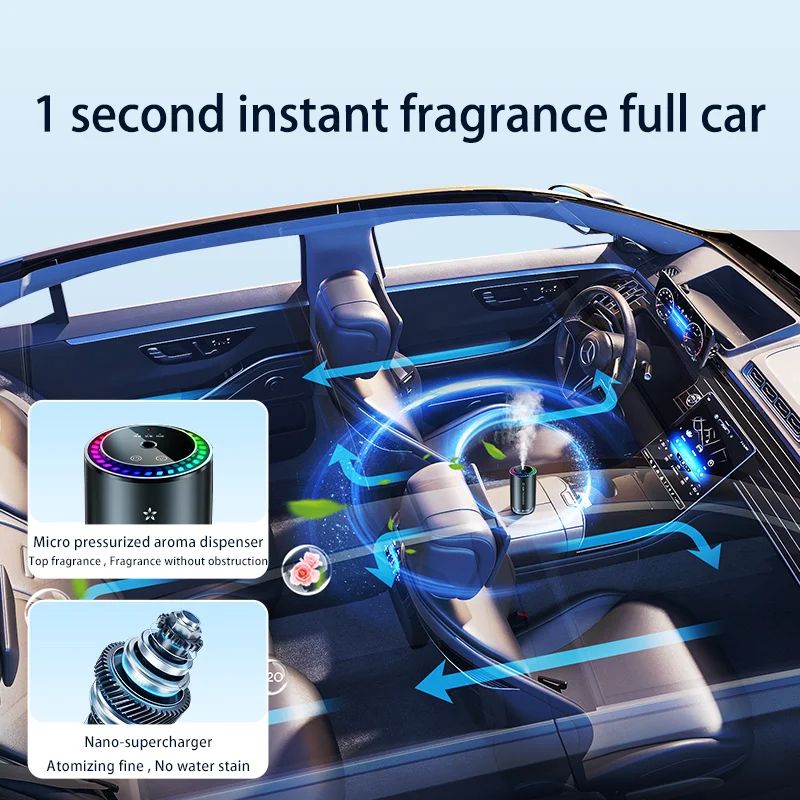 Car Mounted Perfume Aromatherapy Diffuser With Automatic Spray Odor Removal Aluminum Alloy LED Star 3
