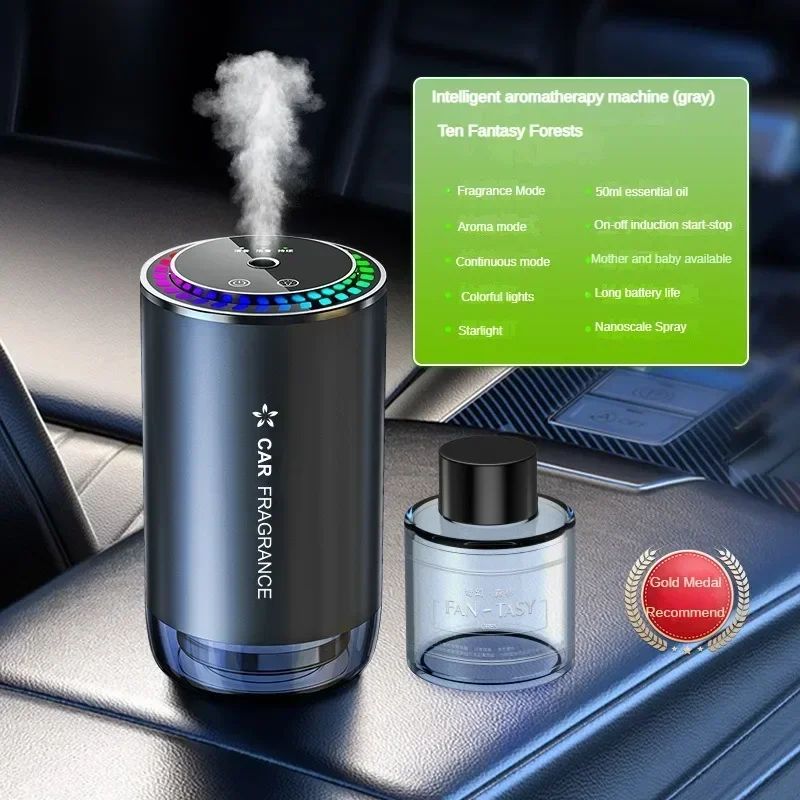 Car Mounted Perfume Aromatherapy Diffuser With Automatic Spray Odor Removal Aluminum Alloy LED Star 7