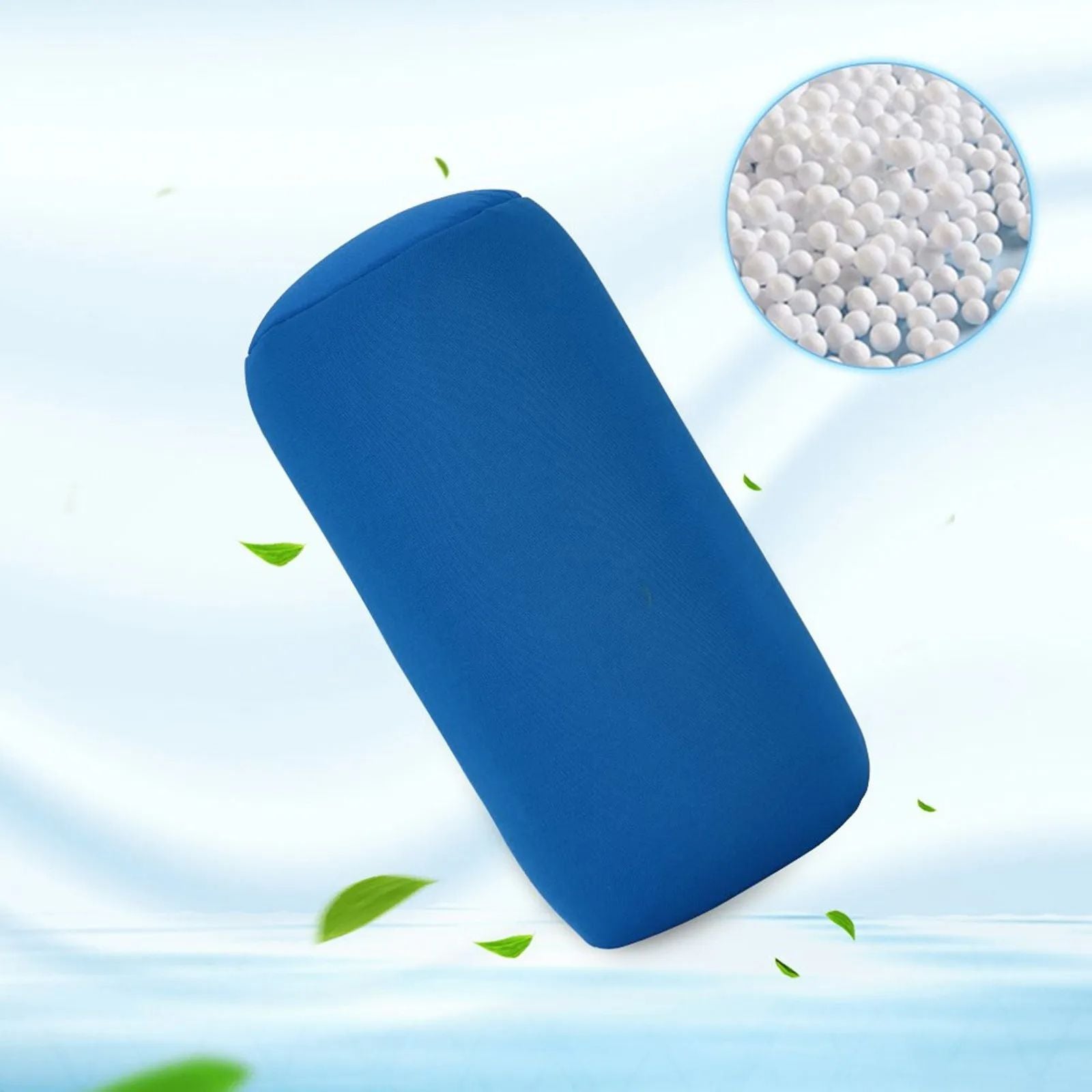 Long Round Neck Pillow Solid Color Washable Microbead Travel Cushion, Cylindrical Bedroom Seat Headrest Neck Support
