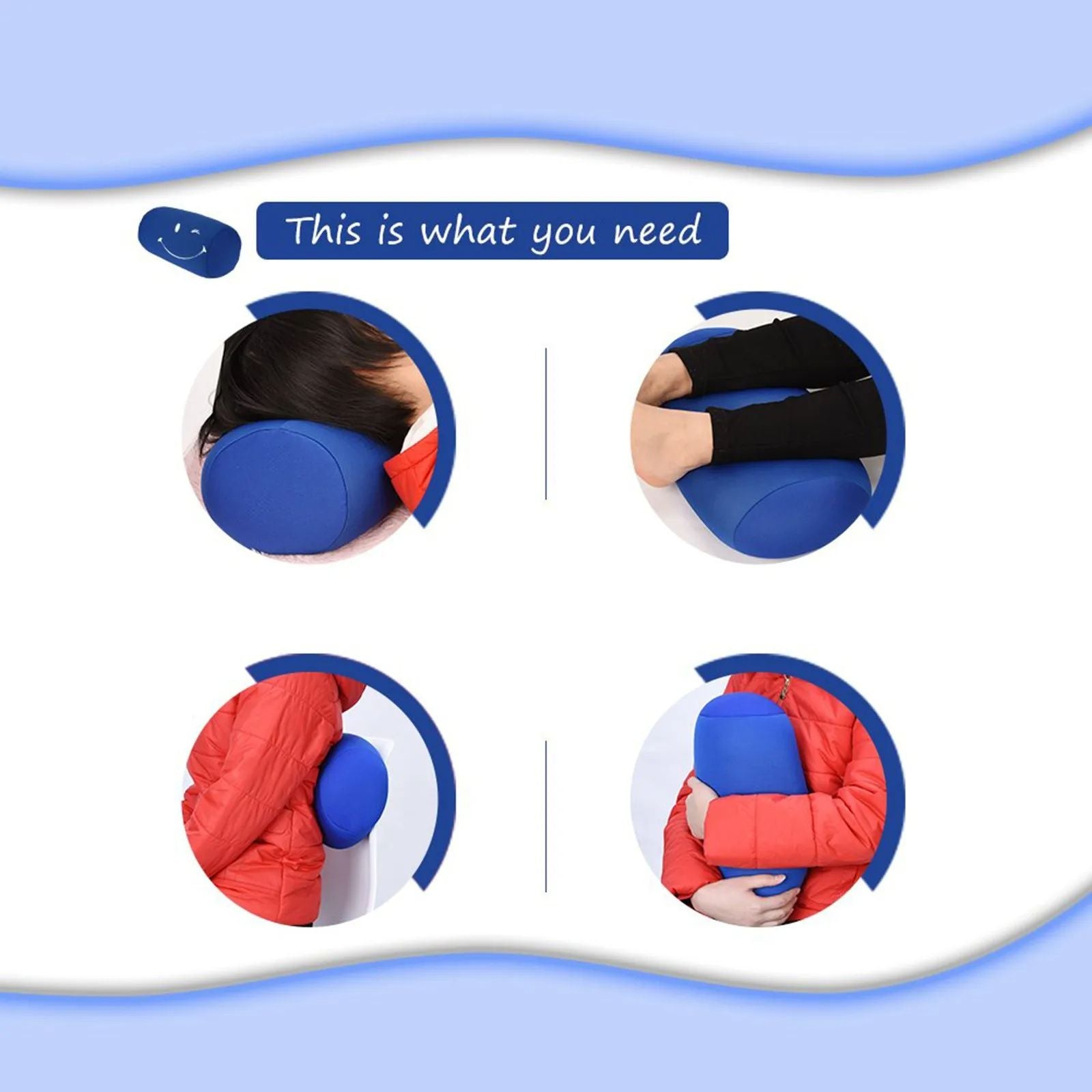 Long Round Neck Pillow Solid Color Washable Microbead Travel Cushion Cylindrical Bedroom Seat Headr 1
