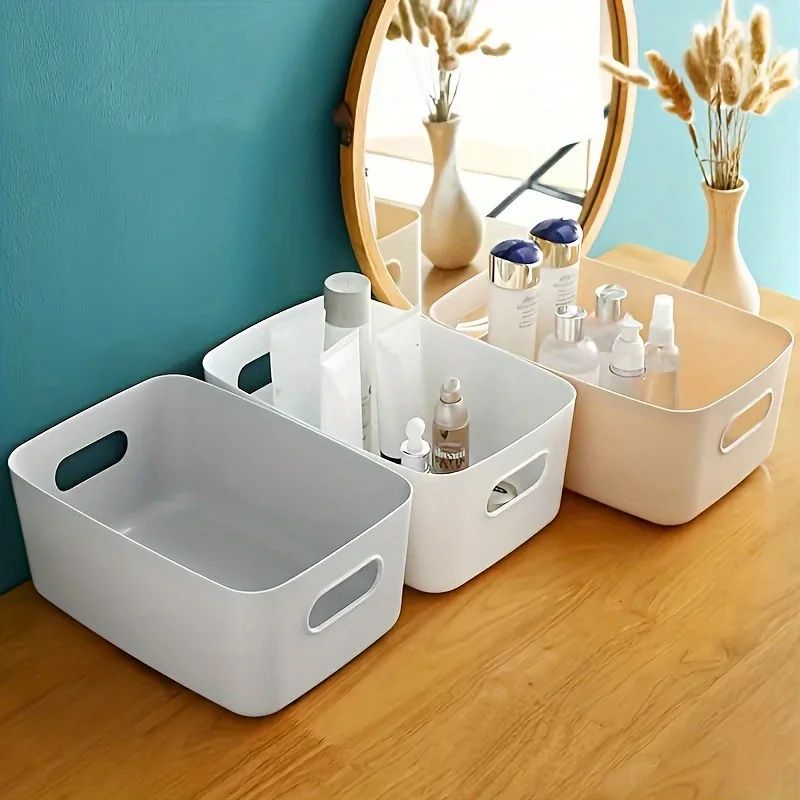 MultiFunction Desktop Storage Basket Plastic Cosmetic Storage Box For Home Office Kitchen  Bedroom  3
