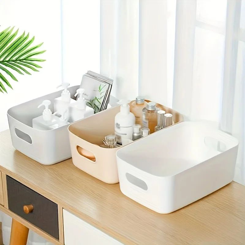 MultiFunction Desktop Storage Basket Plastic Cosmetic Storage Box For Home Office Kitchen  Bedroom  4