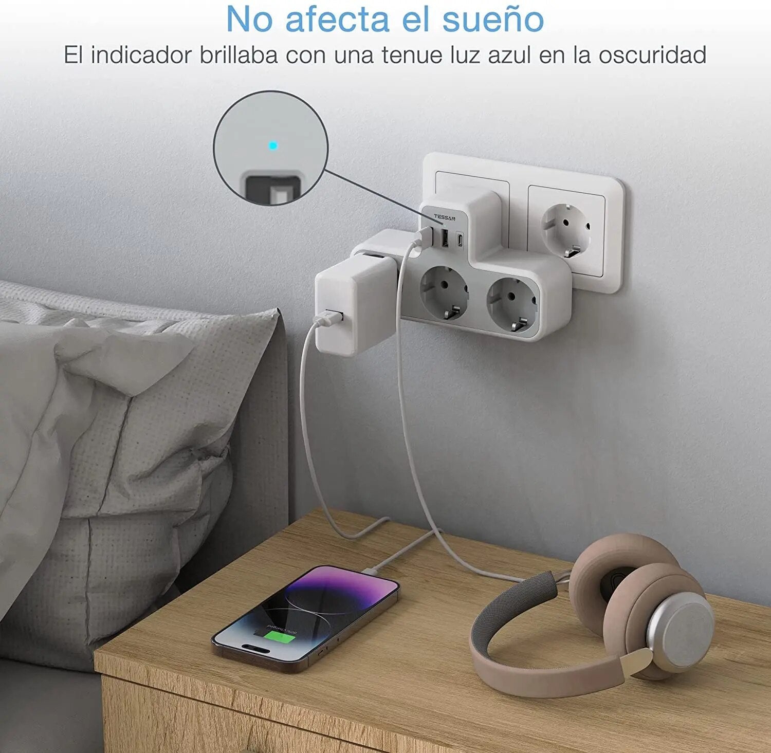 MultiPort Power Strip with USB  Type C 3 AC Outlets  2 USB Charging Ports  SpaceSaving Wall Ad