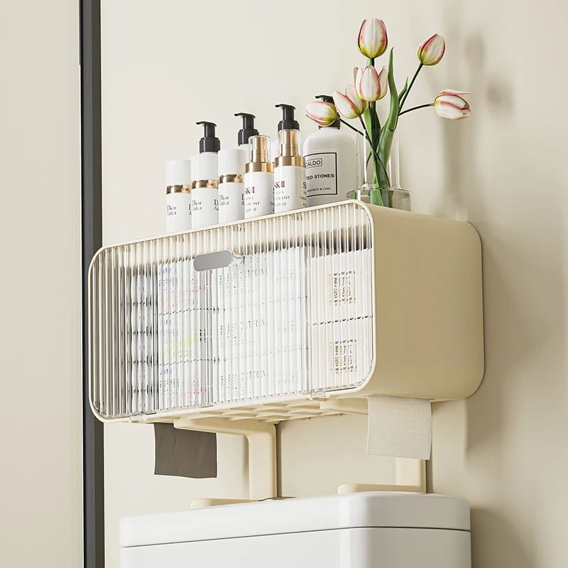 Large Capacity WallMounted Bathroom Storage Box Multifunctional Toilet Shelf Without Drilling 2