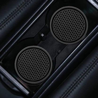 Premium Black Car Cup Holder Coasters, Non-Slip, Universal Fit for Most Cups
