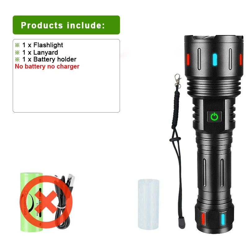 Most Powerful LED Flashlight Super Bright USB Rechargeable Torch Long Shot Zoomable Light For Hunti 7