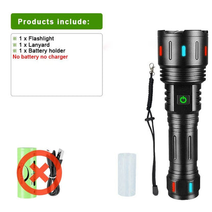 Most Powerful LED Flashlight Super Bright USB Rechargeable Torch Long Shot Zoomable Light For Hunti 7