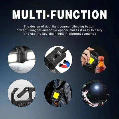 Rechargeable Keychain COB Work Light With Dual Light Source High Lumen Portable LED Flashlight For  1
