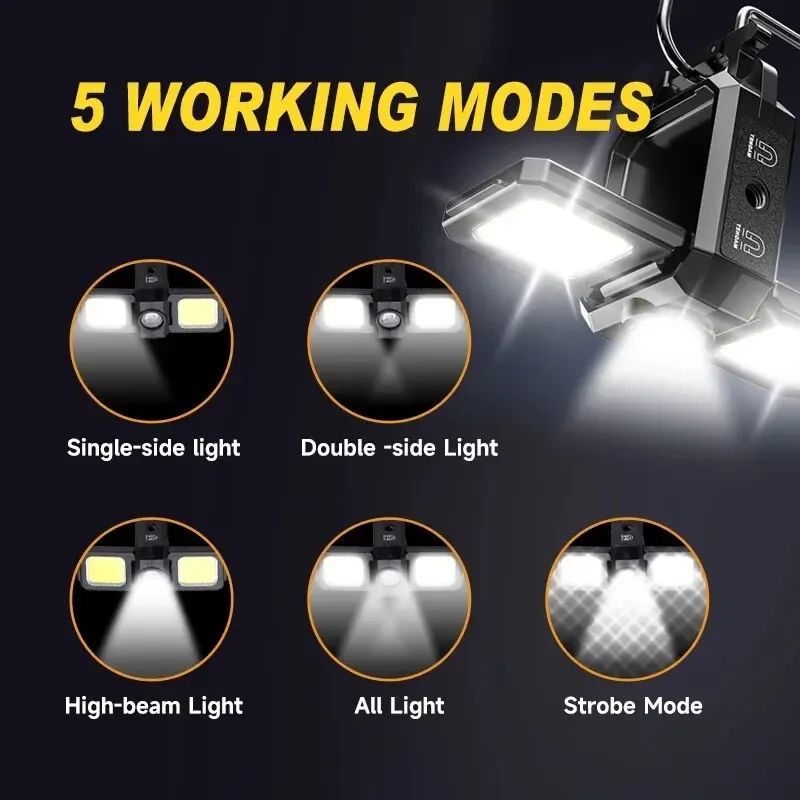 Rechargeable Keychain COB Work Light With Dual Light Source High Lumen Portable LED Flashlight For  2
