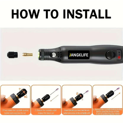 Mini Wireless USB Rotary Tool Kit Cordless Engraving Pen For DIY Wood Metal Glass  Jewelry Projects 4