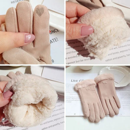 Fashion Warm Suede Outdoor Guantes Lady Touchscreen Driving Gloves For Sports And Cycling 4