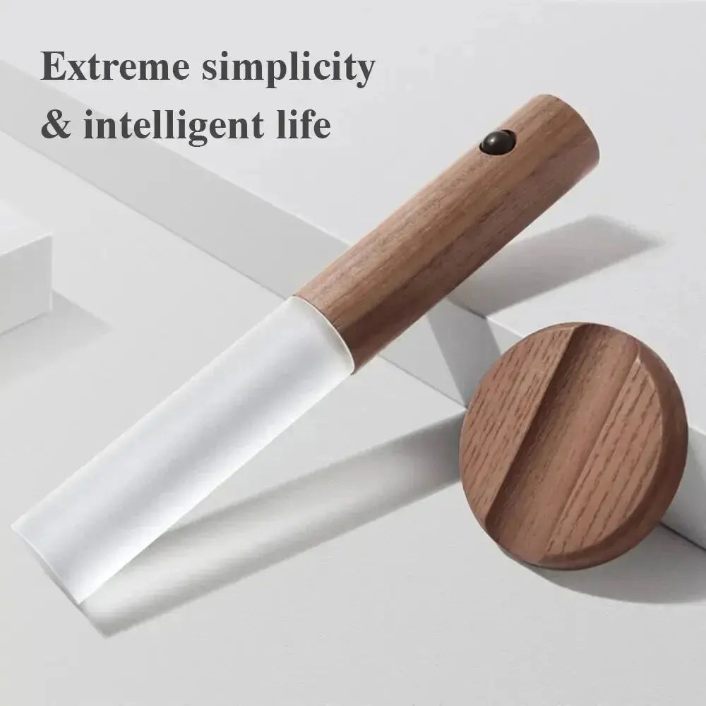 Creative Intelligent Auto PIR Motion Sensor LED Rechargeable Magnetic Night Light Wood Wall Light F 1