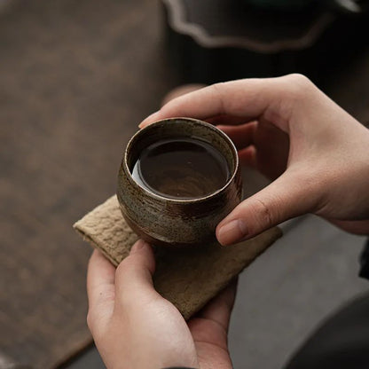 Handmade Stoneware Tea Cup WabiSabi Style Small Single Cup For Tea Set Ancient Quiet Road Teacup Bo 3