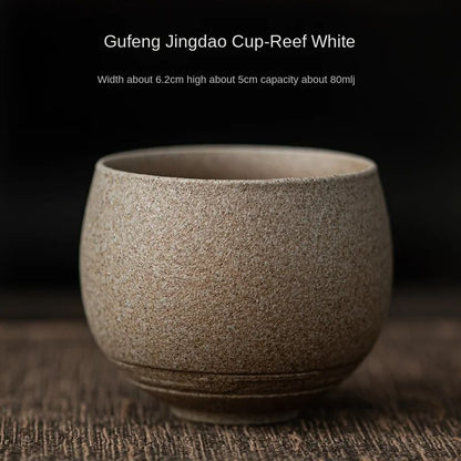 Handmade Stoneware Tea Cup WabiSabi Style Small Single Cup For Tea Set Ancient Quiet Road Teacup Bo 8