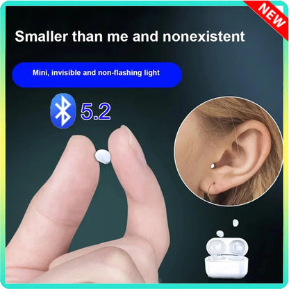 Invisible Mini Bluetooth 5.2 Earbuds with Mic, Noise Reduction, Wireless In-Ear Headphones for Sleep, Sports,and work