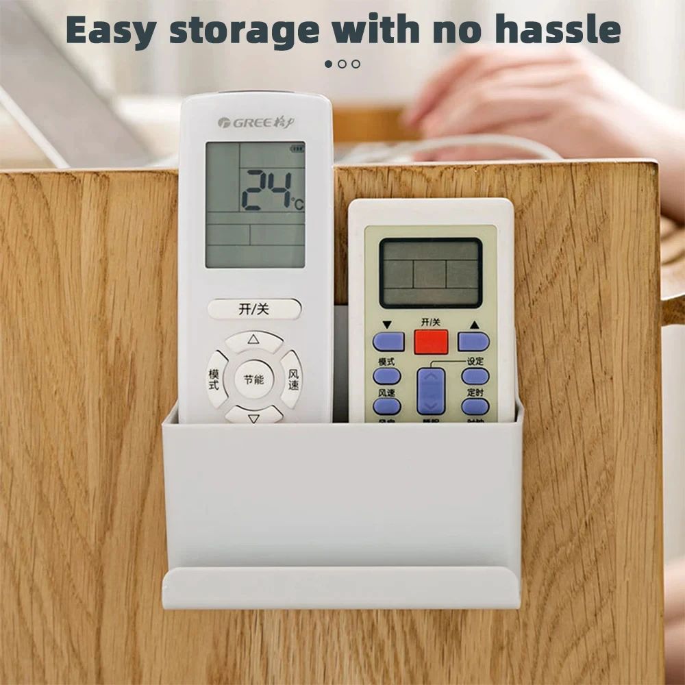Wall-Mounted Remote Control Storage Box, Table Edge Cabinet Hanging Organizer, Hole-Free Under Desk Wire Management
