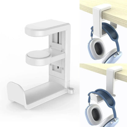 Rotatable Headphone Holder Desk Clip Hook, No Drilling Storage Bracket Hanging Organizer for Keys, Bags