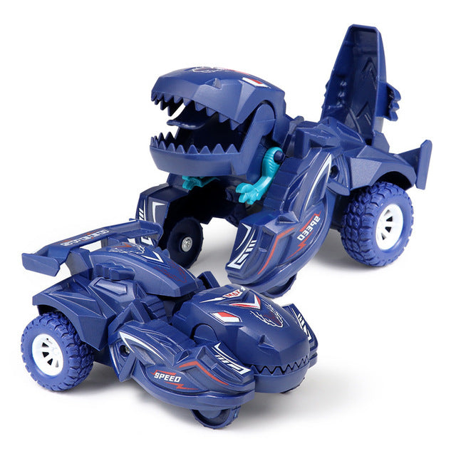 2 IN 1 Dinosaur Deformation Car Toy One Step Collision Transformation Model Toy for Boys  Mini Veh