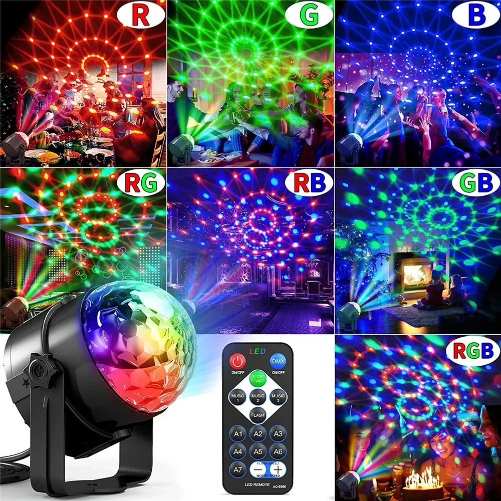 Magic Dance Car RGB Disco Light  Rotating DJ Strobe Lamp with Sound Control for Christmas  Club Pa