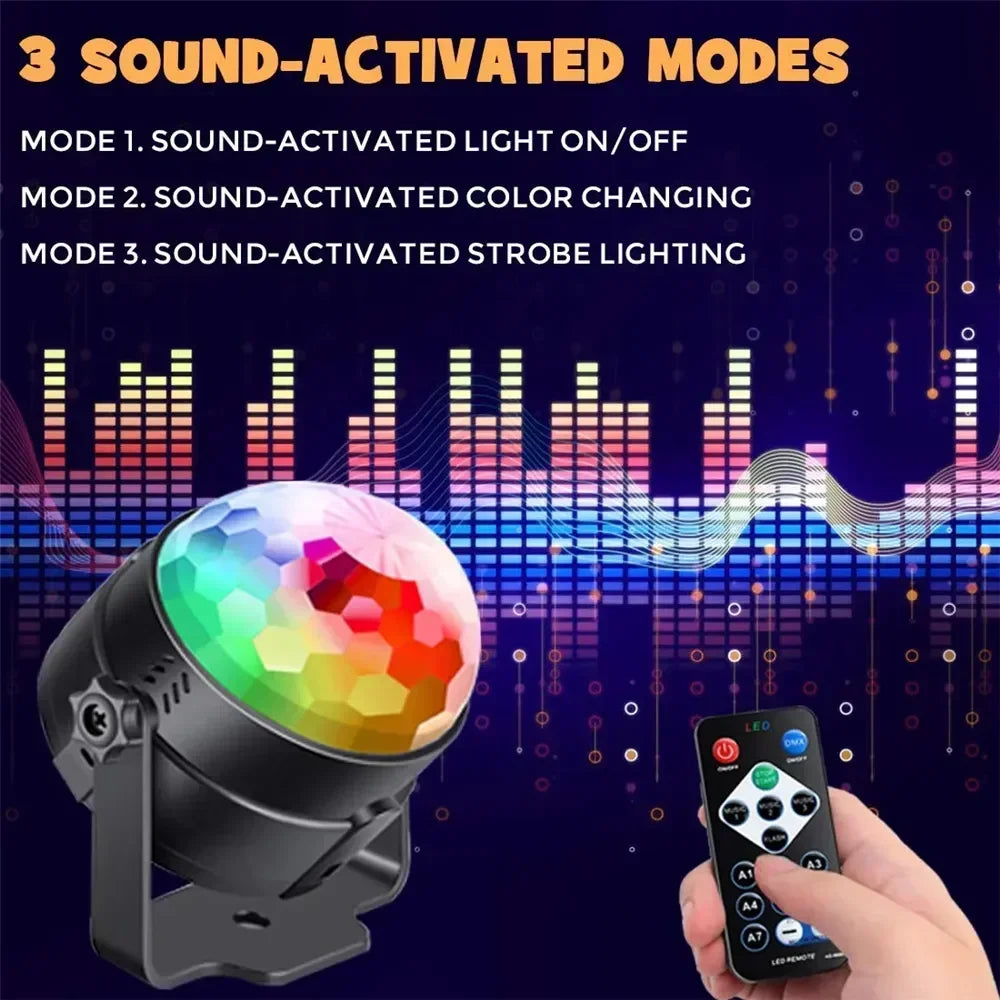 Magic Dance Car RGB Disco Light  Rotating DJ Strobe Lamp with Sound Control for Christmas  Club Pa