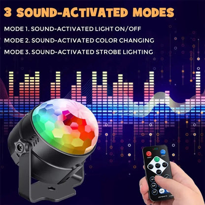 Magic Dance Car RGB Disco Light  Rotating DJ Strobe Lamp with Sound Control for Christmas  Club Pa