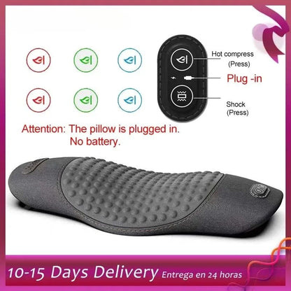 Back Protection Cushion Electric Massage Pillow, Flat Waist Relief Support with Heating & Vibration Therapy for Sleeping