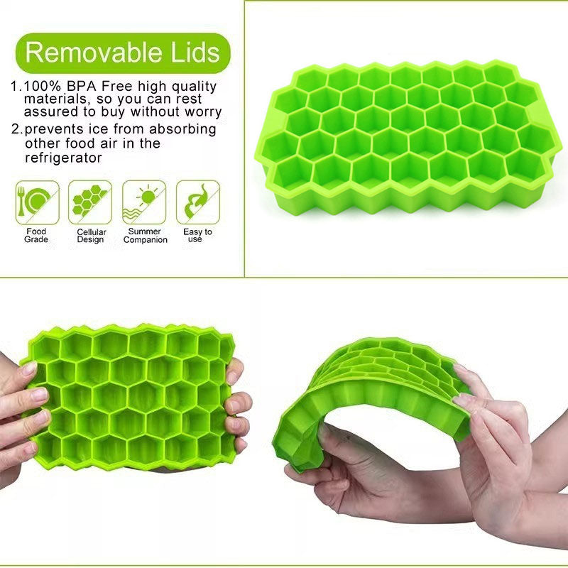 Honeycomb 37 Lattice Cube Tray Maker  No Lid DIY Ice Mold For Creative Drinks 3