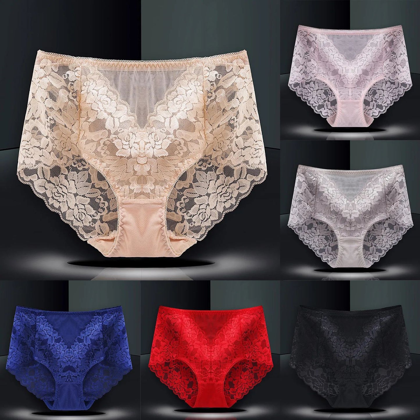 Women's Plus Size Seamless Lace Panties, High Waist, Comfortable & Sexy Briefs