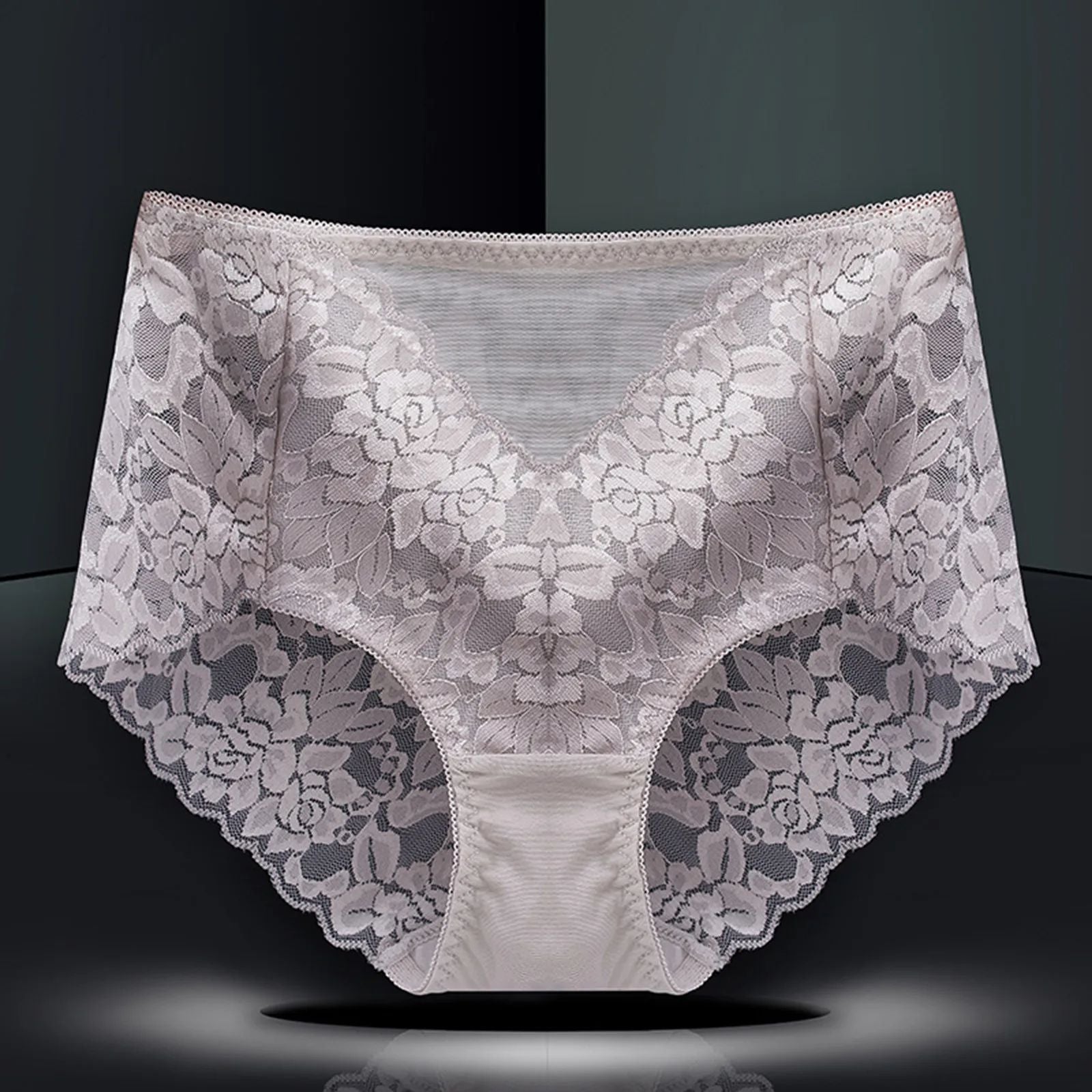 Womens Plus Size Seamless Lace Panties High Waist Comfortable  Sexy Briefs 4