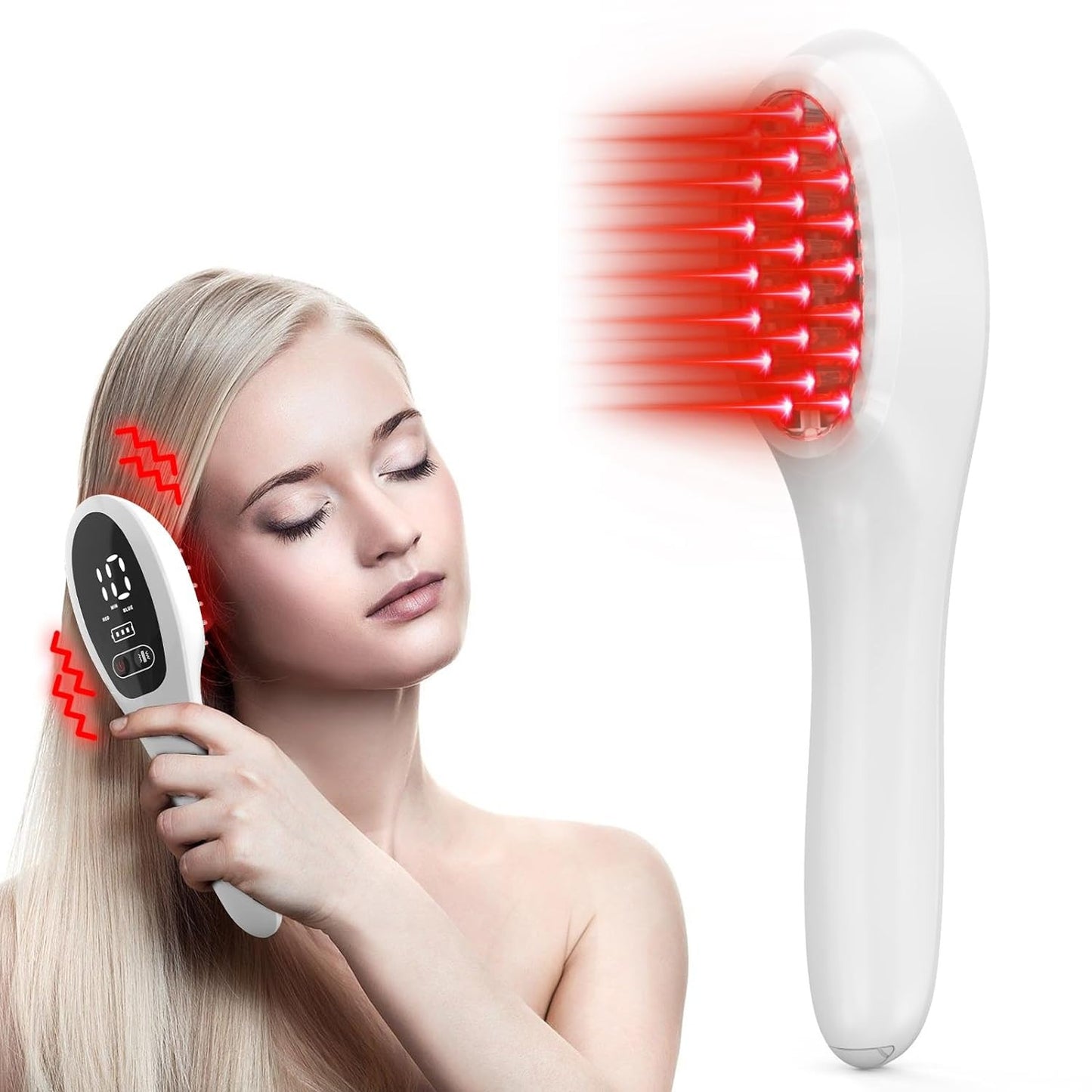 Electric Laser Hair Growth Comb, Anti Hair Loss Therapy with Infrared & LED Red Light for Thicker Hair