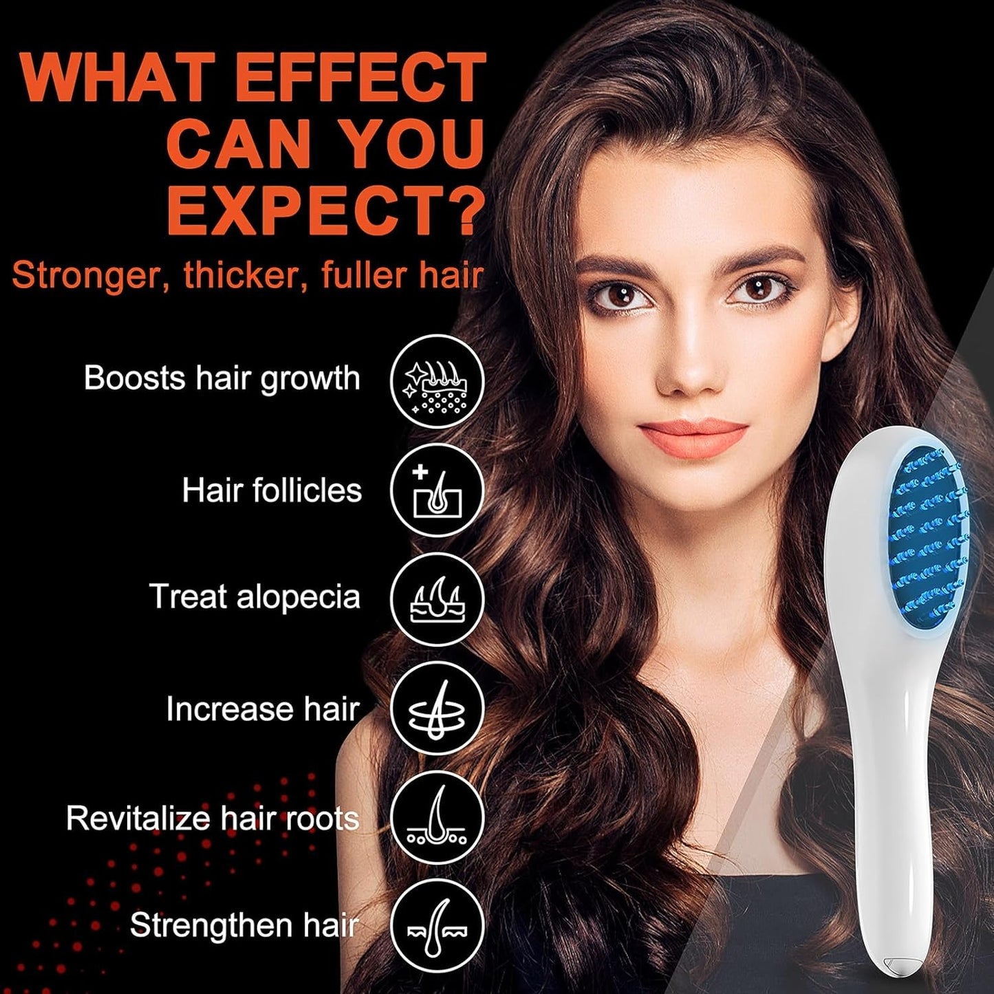 Electric Laser Hair Growth Comb Anti Hair Loss Therapy with Infrared  LED Red Light for Thicker Ha
