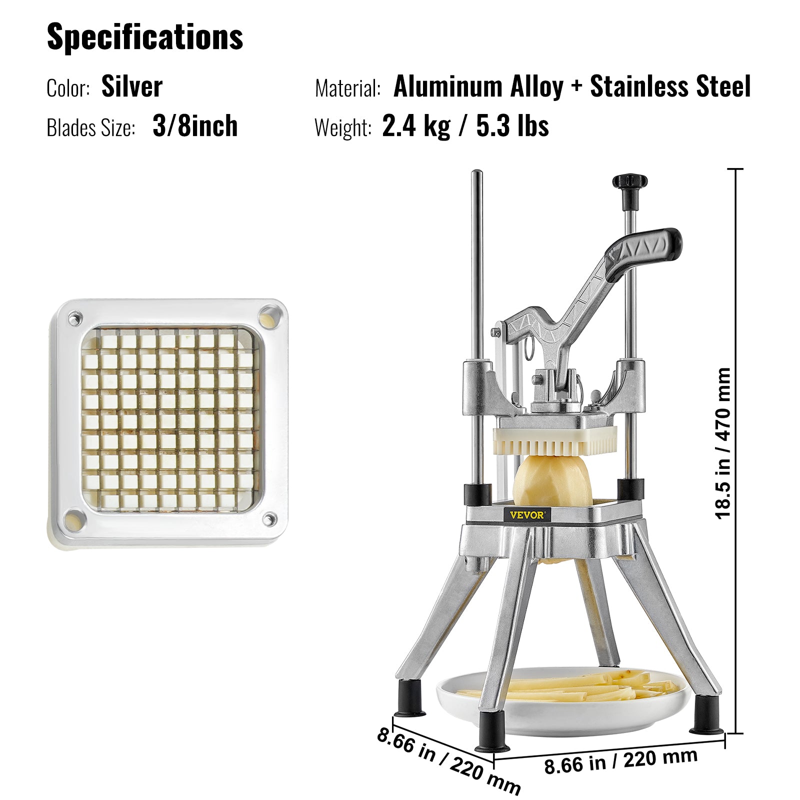 Professional Food Dicer Kattex HeavyDuty Stainless Steel Vegetable Chopper Onion Slicer  French Fry