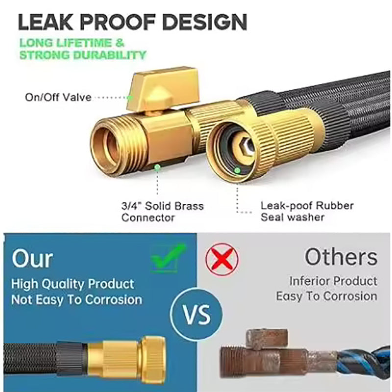 Expandable Garden Hose High Pressure Metal Connector 8 Pattern Spray Nozzle For Car Washing  Irriga 2